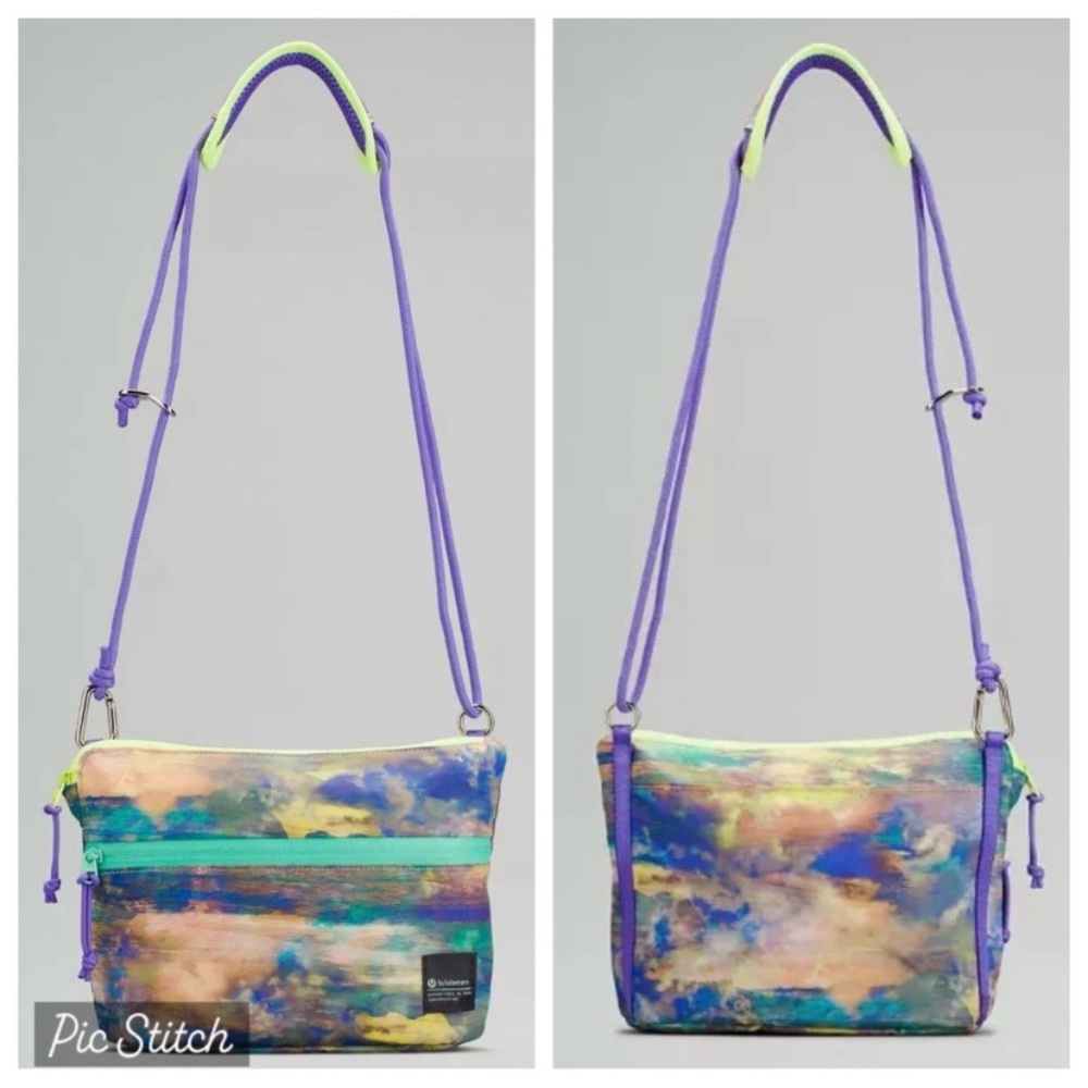 Lululemon Abstract Print Patch Logo Light Weight Nylon Crossbody Bag